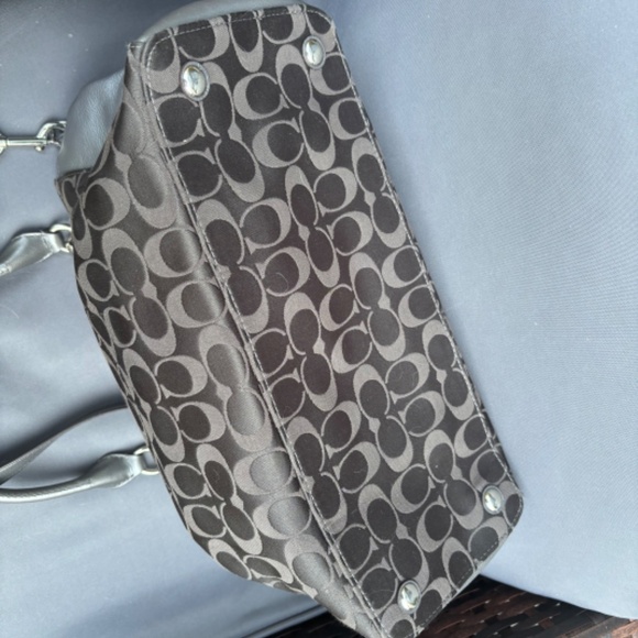 Coach grey leather and cloth signature satchel - Picture 6 of 7